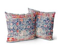 Snycler Boho Pillow Covers 26x26 inch Set of 2 Boho Carpet Throw Pillows for Couch Navy Blue Red Geometric Floral Decorative Pillow Cases Farmhouse Home Decor for Sofa Porch Patio Bed Room Outdoor