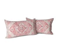 Snycler Pink Boho Throw Pillow Covers Set of 2 Monaco Rug Carpet Double Sided Pattern Cotton Soft Pillow Case Cushion Cover Pillowcase for Garden Couch Sofa Bed Decorative 12x20 inch