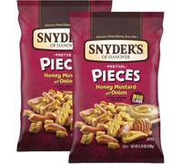 Snyder’s of Hanover Pretzel Pieces, Honey Mustard & Onion Flavor, 318g Bag - Crunchy Savory & Sweet Snack, Baked Pretzel Chunks for Parties, Movie Nights & On-the-Go (Pack of 2)