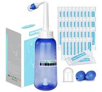 Snykes Neti Pot Sinus Rinse Kit, Nasal Irrigation Nose Cleaner Wash Bottle 300ML, Nasal Rinse Salt sachets 40 Packets and Thermometer Sticker, Neti Pot Kit for Adult & Kids