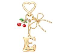 Snylcce A to Z Cherry Heart Keychain, Personalized Initial Letter Keyring with Cute Cherry and Heart Design for Women, Kawaii Key Chain for Purse Bag Decor, Wedding Party Favor Gifts
