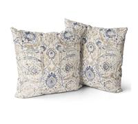 Snylcce Boho Floral Throw Pillow Cover 40x40 CM Set of 2 Bohemian Vintage Flowers Cushion Covers Velvet Double Sided Printing Decorative Pillowcases for Living Room Bedroom Sofa Home Decor (ivory)