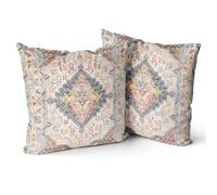 Snylcce Boho Floral Throw Pillow Cover 45x45 cm Set of 2 Bohemian Vintage Flowers Cushion Covers Velvet Double Sided Printing Decorative Pillowcases for Living Room Bedroom Sofa Home Decor (latte)