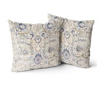 Snylcce Boho Floral Throw Pillow Cover 55x55 CM Set of 2 Bohemian Vintage Flowers Cushion Covers Velvet Double Sided Printing Decorative Pillowcases for Living Room Bedroom Sofa Home Decor (ivory)