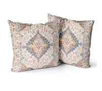 Snylcce Boho Floral Throw Pillow Cover 55x55 CM Set of 2 Bohemian Vintage Flowers Cushion Covers Velvet Double Sided Printing Decorative Pillowcases for Living Room Bedroom Sofa Home Decor (latte)
