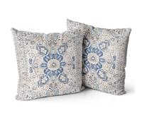 Snylcce Boho Floral Throw Pillow Covers Set of 2 Colorful Bohemian Flower Decorative Cushions Pillowcase for Bedroom Sofa Home Decor, 55x55 CM, Velvet, Short Plush (cerulean)
