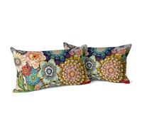 Snylcce Boho Floral Throw Pillow Covers Set of 2 Colorful Bohemian Flower Decorative Cushions Pillowcase for Bedroom Sofa Home Decor, 30x50 CM, Velvet, Short Plush