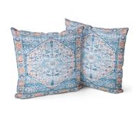 Snylcce Boho Throw Pillow Covers Set of 2 -Aquablue Antique & Vintage Design, Double-Sided Pattern 40x40 cm Soft Cushion Covers for Garden Couch, Sofa, Bed - Decorative 40x40 CM Pillowcases