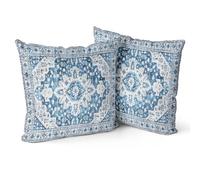 Snylcce Boho Throw Pillow Covers Set of 2 - Blue Antique & Vintage Design, Double-Sided Pattern - Soft Cushion Covers for Garden Couch, Sofa, Bed - Decorative 24x24 Inch Pillowcases
