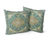 Snylcce Boho Throw Pillow Covers Set of 2 -Darkgreen Antique & Vintage Design, Double-Sided Pattern 40x40 cm Soft Cushion Covers for Garden Couch, Sofa, Bed - Decorative 40x40 CM Pillowcases