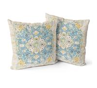 Snylcce Boho Throw Pillow Covers Set of 2 Floral white Antique & Vintage Design Double Sided Pattern 60x60 cm Soft Cushion Covers for Garden Couch Sofa Bed Decorative 24x24 Inch Pillowcases