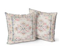 Snylcce Boho Throw Pillow Covers Set of 2 -Light Pink Antique & Vintage Design, Double-Sided Pattern 50x50 cm Soft Cushion Covers for Garden Couch, Sofa, Bed - Decorative 20x20 Inch Pillowcase