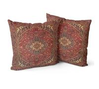 Snylcce Boho Throw Pillow Covers Set of 2 Maroon Antique & Vintage Design Double Sided Pattern 45x45 cm Soft Cushion Covers for Garden Couch Sofa Bed Decorative 18x18 Inch Pillowcases