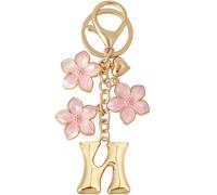 Snylcce Bubble Initial Keychain Graceful Flower Charms Keyring for Handbag Backpack-Personalized A-Z Letter Charms Gift for Women Pink