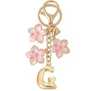 Snylcce Bubble Initial Keychain Graceful Flower Charms Keyring for Handbag Backpack-Personalized A-Z Letter Charms Gift for Women Pink