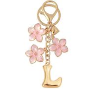 Snylcce Bubble Initial Keychain Graceful Flower Charms Keyring for Handbag Backpack-Personalized A-Z Letter Charms Gift for Women Pink