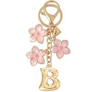 Snylcce Bubble Initial Keychain Graceful Flower Charms Keyring for Handbag Backpack-Personalized A-Z Letter Charms Gift for Women Pink