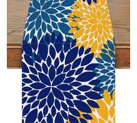 Snylcce Chinoiserie Table Runner 13x47 Inches Elegant Gold and White Bird & Flower Design Modern Geometric Linen Decor for Home, Dining, and Party Settings