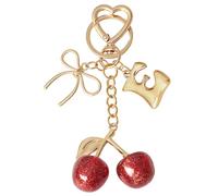 Snylcce Deep Red Cherry Letter Keychain, Personalized A-Z Initial Keyring with Gold Tone, Elegant Bag Charms for Women, Gift for Friends Valentine's Day Special Occasions