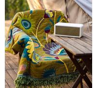 Snylcce Double-sided Bohemian Large Throw Blanket - 100% Organic Cotton Handwoven Bed & Sofa Throw, Cozy Boho Accent for 2-3 Seater Couches and Armchairs - 150x200cm, Vibrant Yellow