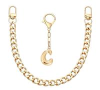 Snylcce Gold Initial Bag Charms Keychain - 2 Pcs Cute Bubble Letter C Keyring Cuban Chain Purse Charm for Handbags Women Birthday Gifts