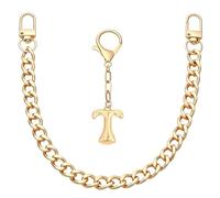 Snylcce Gold Initial Bag Charms Keychain - 2 Pcs Cute Bubble Letter T Keyring Cuban Chain Purse Charm for Handbags Women Birthday Gifts