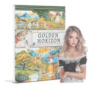 Snylcce Golden Horizon Sticker Book A5, 20 Sheets PET Stickers - Vintage Journaling Stickers, Ephemera Sticker Book Pre Cut, Junk Journal Supplies, Planner
