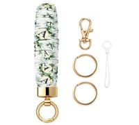 Snylcce Greenery Monogram Letter A Keychain Wristlet for Women Stretchy Elastic Wrist Lanyard Key Ring for Car Keys School Gym Travel
