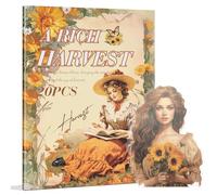 Snylcce Nostalgic Memory Series Sticker Book Vintage Time Themed Die Cut Stickers for Scrapbooking, Junk Journaling, Ephemera, and Decorative Crafts Pre Cut Harvest Bounty Design