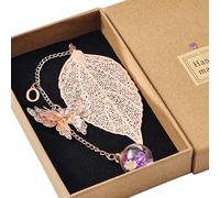 Snylcce Rose Gold Butterfly Bookmark for Women - Personalized Leaf Design, Unique Birthday Gift for Book Lovers & Teachers with Letter O