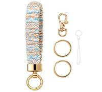 Snylcce Scrunchie Keychain Wristlet Stretchy Elastic Key Ring Bracelet for Women Black Gold Mandala Car Keys Gym Travel