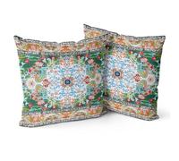 Snylcce Set of 2 Bohemian Style Cushion Covers 50x50 cm Decorative Square Throw Pillow Covers 50x50 CM Sofa Car Pillowcase for Outdoor Home Bed Living Room Couch Decor (Emearal boho)