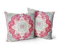 Snylcce Set of 2 Bohemian Style Cushion Covers 65x65 cm Decorative Square Throw Pillow Covers 26x26 Inch Sofa Car Pillowcase for Outdoor Home Bed Living Room Couch Decor (Rose)