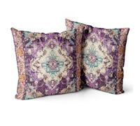 Snylcce Set of 2 Bohemian Style Cushion Covers 65x65 cm Decorative Square Throw Pillow Covers 65x65 CM Sofa Car Pillowcase for Outdoor Home Bed Living Room Couch Decor (Purple)