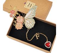 Snylcce Unique Cute Letter Metal Butterfly Bookmark, Perfect Stocking Stuffers for Friends Ideal Birthday Gift Ideas with Letter F