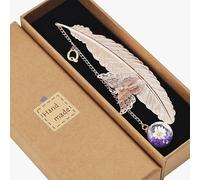 Snylcce Unique Cute Letter Metal Feather Flower Vintage Bookmark, Perfect Stocking Filler for Friends, Ideal Birthday Gift Ideas with Letter Q