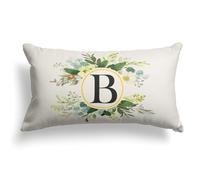 Snylcee Monogram Letter B Throw Pillow Covers Floral 12x20 Inch, Greenery Spring Pillows Decorative Throw Pillows Pillowcase Summer Farmhouse Decor for Couch Sofa, Family Last Name Initial Pillow Case