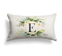 Snylcee Monogram Letter E Throw Pillow Covers Floral 12x20 Inch, Greenery Spring Pillows Decorative Throw Pillows Pillowcase Summer Farmhouse Decor for Couch Sofa, Family Last Name Initial Pillow Case