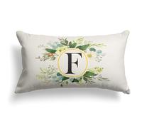 Snylcee Monogram Letter F Throw Pillow Covers Floral 12x20 Inch, Greenery Spring Pillows Decorative Throw Pillows Pillowcase Summer Farmhouse Decor for Couch Sofa, Family Last Name Initial Pillow Case