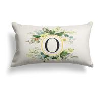 Snylcee Monogram Letter O Throw Pillow Covers Floral 12x20 Inch, Greenery Spring Pillows Decorative Throw Pillows Pillowcase Summer Farmhouse Decor for Couch Sofa, Family Last Name Initial Pillow Case