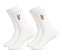 Snyvpra 2 Pairs of Women's Christmas Socks - Christmas Socks with Gingerbread Man & Candy Cane Motif - Cuddly Socks Christmas as Gifts Christmas