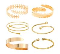 Snyvpra Gold Upper Arm Bangle Set of 6 Adjustable Bangles for Women, Perfect for Parties, Music Festivals and Special Occasions, Elegant Golden Bangles for Stacking or Solo Wear