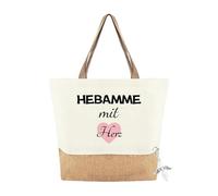 Snyvpra Jute Bag Midwife with Heart, Midwife Gift Shopping Bags, Gift for Midwife, Suitable for Birthday, Hospital Party, Shopping, New Year, Christmas or More