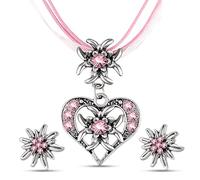 Snyvpra Set of 3 Bavarian Dirndl Jewellery Costume Necklace with Oktoberfest Costume Jewellery Women's Edelweiss Dirndl Jewellery for Women Beer Festival Sweet Girl Exotic