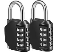 SNZ Combination Lock, 4 Digit Padlock, Weatherproof, Frost-Proof, Lock with Combination Code, Zinc Alloy, Robust, Safe, Locks for Locker, Shed, School, Gym (Pack of 2)