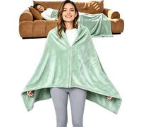 SNZ Cosy Wearable Blanket with Zipper, Flannel Poncho Wrap for Women & Men | Warm Throw for Office, Travel & Home, Ideal Gift for Mum, Dad & Nan, One Size Fits For All