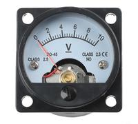 SO-45 DC Analog Panel Meter for Electrical Testing, 1V to 800V Voltage Range, Level 2.5 Accuracy Class, 46mm Cutout, ABS Flame Retardant Construction (DC 10V)