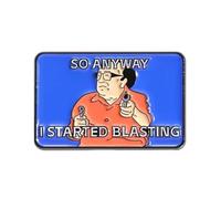 So Anyway I Started Blasting Enamel Pin 2cm x 3cm, Funny Meme Quote Lapel Badge With Cartoon Character Design, Blue Background Novelty Pin For Jackets, Backpacks, Hats And Lanyards