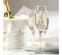 So Bespoke Engraved Custom Wedding Champagne Glasses | Personalised Prosecco Flutes for Wedding Day or Engagement (Style W3)
