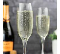 So Bespoke Personalised Engraved Glass Champagne Flute - Birthday Gift - for Her - Hen Party - Wedding Gift (Style 1)